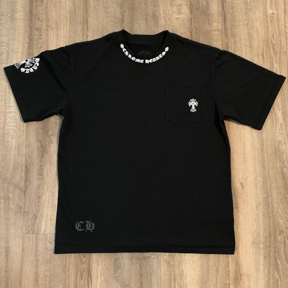 Chrome Hearts Black Short Sleeve Tee with White Accents